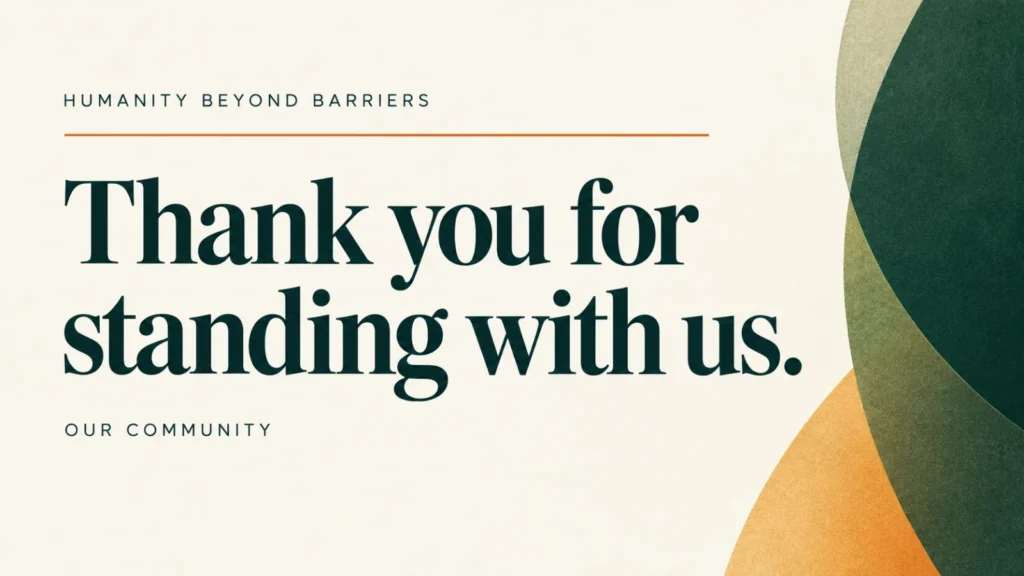Editorial banner about gala gratitude and community support for HBB, using abstract shapes and typography; not a documentary photograph.