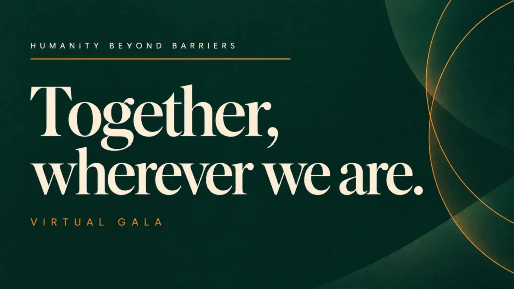 Editorial banner about virtual bangladesh independence day gala for HBB, using abstract shapes and typography; not a documentary photograph.