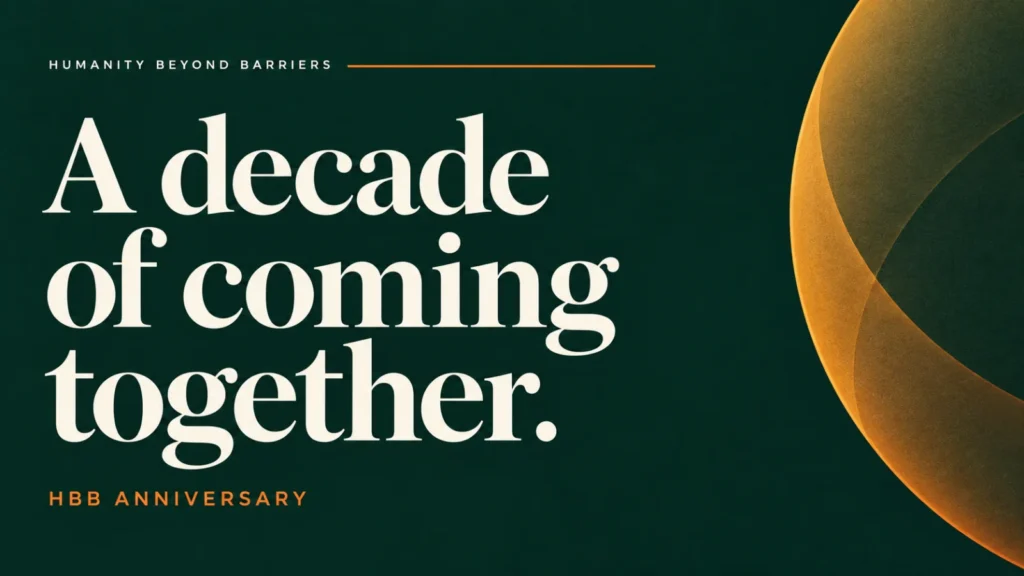 Editorial banner about hbb tenth anniversary gala for HBB, using abstract shapes and typography; not a documentary photograph.