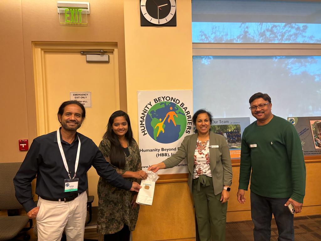 An appreciation certificate presentation at an HBB event